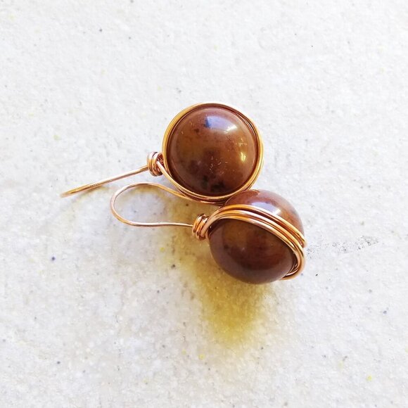 Mahagony Obsidian Spheres! Big & Chunky Wire Wrapped Beauties! Power Chi Flow - Picture 2 of 9